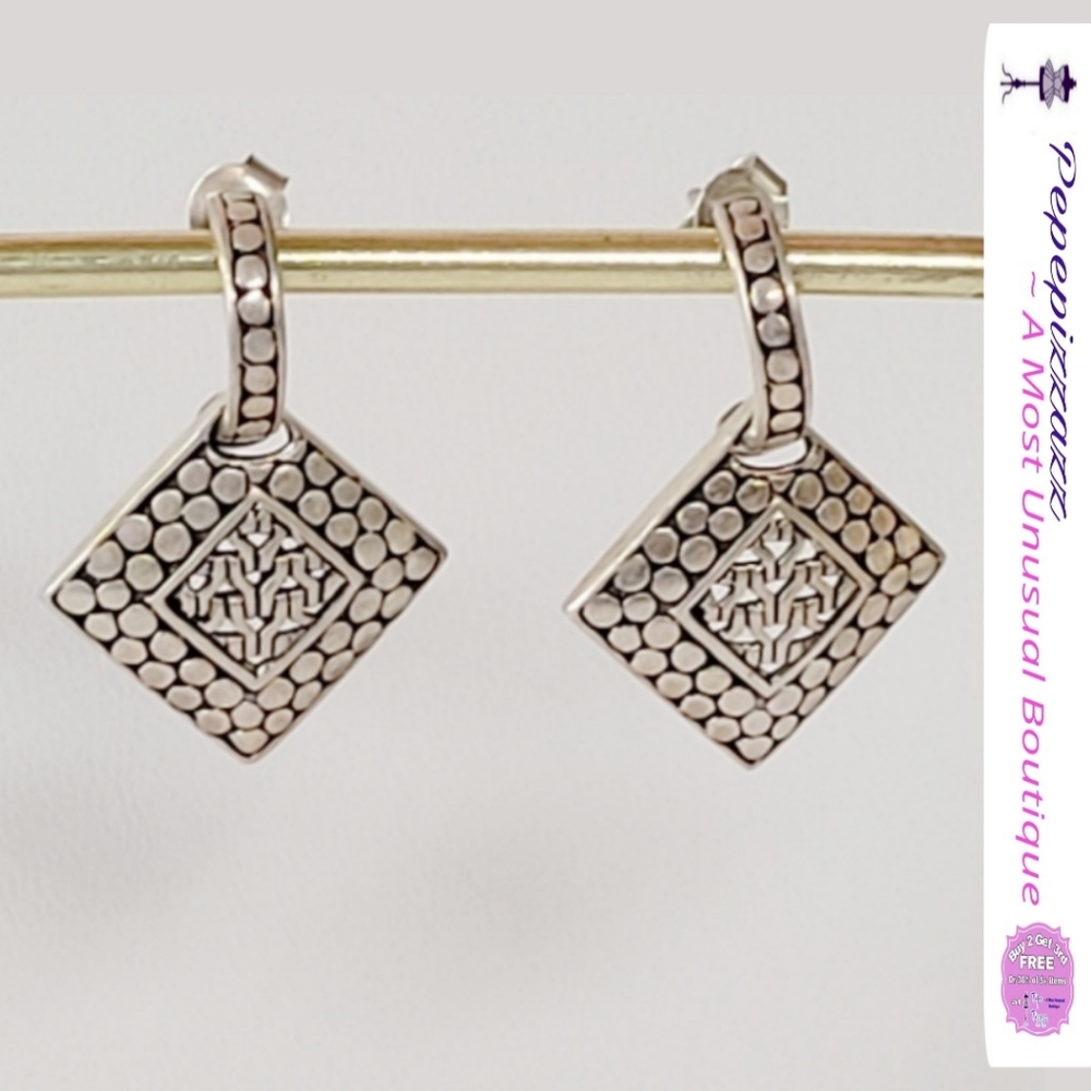 VTG STERLING SILVER EARRINGS GEOMETRIC DESIGN BUTTERFLY LOCK 5.1 G